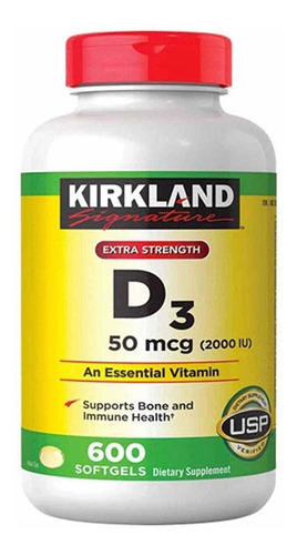  Vitamina D3 50 Mcg 2000 Iu 600 Softgels Eeuu 