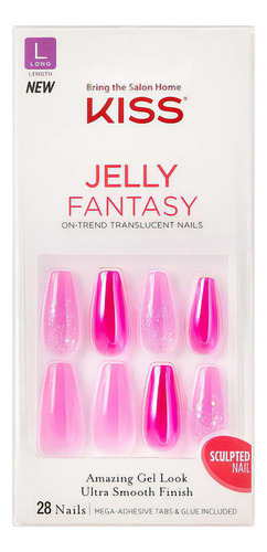 Uñas Postizas Kiss Jelly Fantasy Jelly Dream Color Transparente Liso