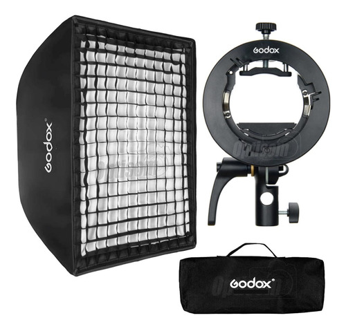 Softbox 60x60 Com Grid Para Flash Speedlite Suporte Godox S2