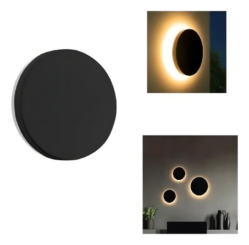 Kit 3 Arandela Mini Eclipse 3w Luz Amarela Ip65 Gaya 3191 Cor Preto 127/220V