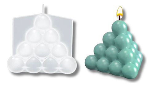 Molde Silicona Vela Piramide Burbujas