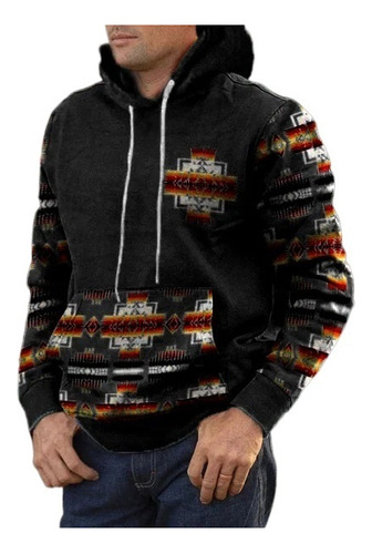 Sudadera Con Capucha De Hombre Con Estampado Vintage En Ante