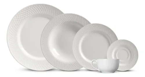 Aparelho De Jantar 20 Peças Split White Alleanza Branco Lisa