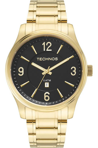 Relógio Masculino Technos Steel Dourado Pronta Cor do fundo Preto
