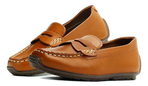 Mocasín Para Niño Ninos Slip On Casuales Elegantes Café