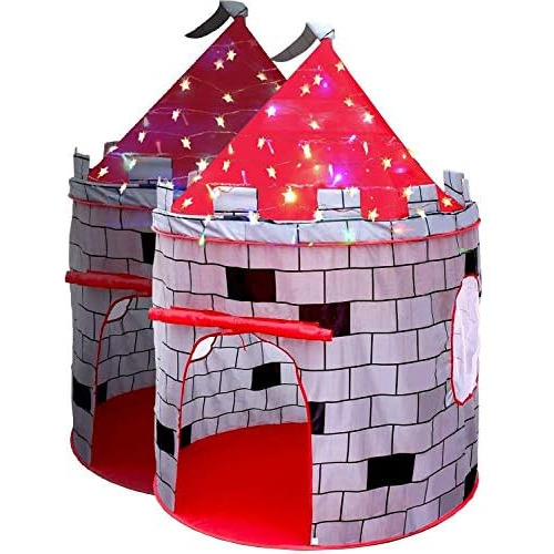 Kids Knight Castle Play Tent Bonus Star Lights Y Estuch...