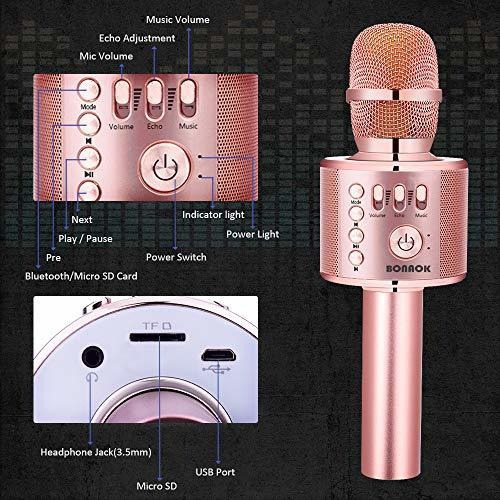 Microfono De Karaoke Bluetooth Inalambrico Bonaok, Maquina D