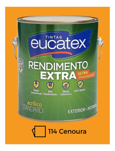Tinta Interna E Externa Eucatex Rendimento Extra - 3,6 Gl Cenoura