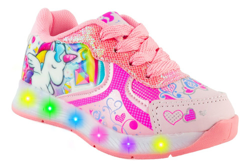 Tenis Unicornio Luces Leds Modernos Deportivos Niñas 630-rp