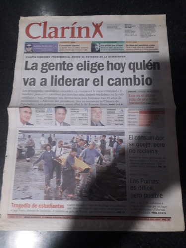 Clipping Diario Clarín 24 10 1999 Duhalde De La Rua Cavallo