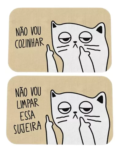 Jogo Americano Meme Gatinho Ranzinza Eu Como Quanto Quiser 2 peças