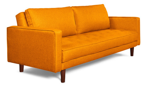 Sofá Cama Salim Makora Beehive De Lino Color Amarillo