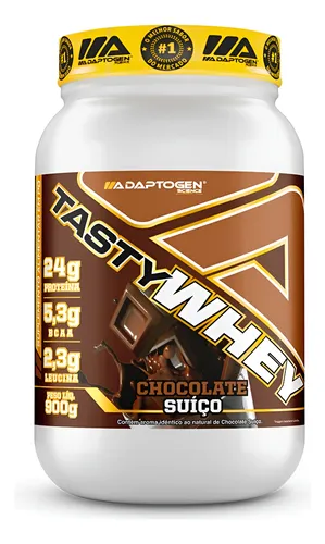 Suplemento Tasty Whey 3w Gourmet Whey Protein Adaptogen Science Pote 900g Sabor Chocolate Suiço