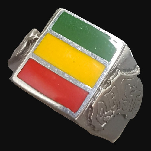 Anillo Rastafari Bandera Africa Plata 11 Gr 1,1 Cm Art 898