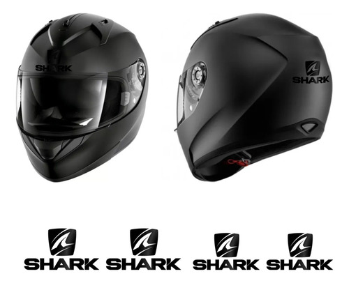 Kit  Adesivo Refletivo Capacete Shark Emblema Preto 4und