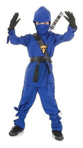 Disfraz De Ninja De Lobo Azul Para Niños, Azul/negro, Grande
