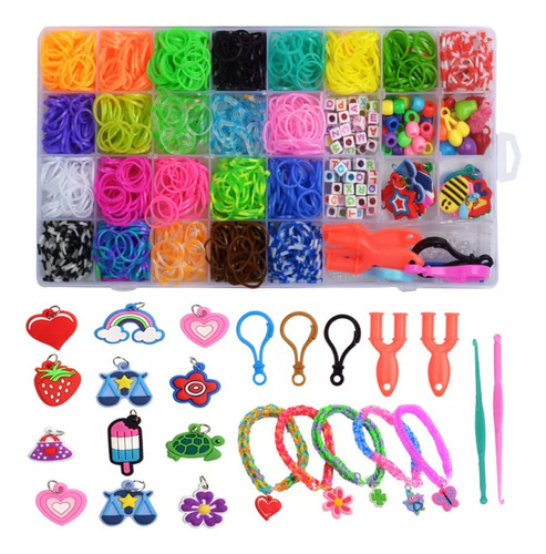 Kit Para Hacer Pulseras De Elástico 1500+pcs Andas De Goma