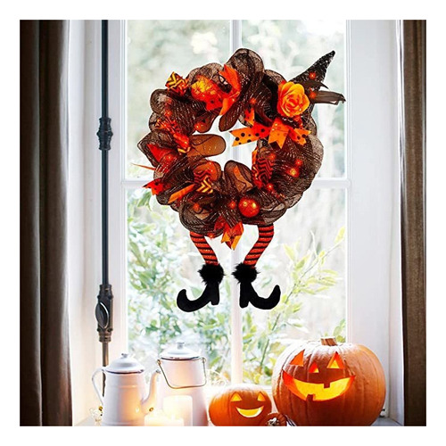 Ye A Cb . Corona Halloween Con Decoración Luz Puerta