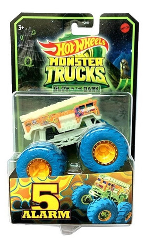 Carrinho Hot Wheels Monster Trucks Brilha No Escuro 5 Alarm