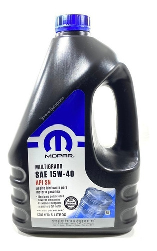 Imagen 1 de 3 de Aceite De Motor Gasolina 15w40 Garrafa Mopar -05114214ac-