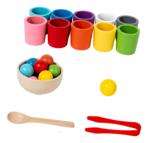 Pelotas En Vasos Para Clasificar Y Contar Por Colores,