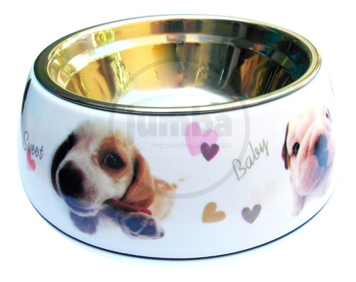 Imagen 3 de 9 de Comedero Perro Gato Glam Melamina Antideslizante Acero Inox