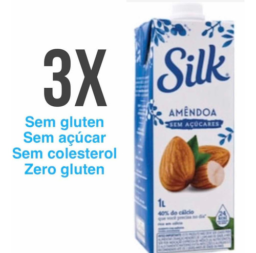 Kit 3 Leite Amendoa Silk Danone 1 Litro Pronta Entrega