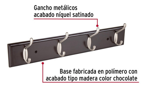 Perchero De Pared Con 4 Ganchos Para Sombreros Y Abrigos