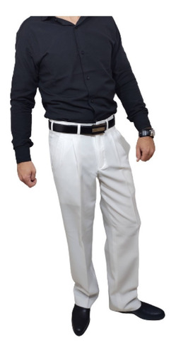 Imagen 2 de 5 de Pantalón De Vestir Blanco Corte Clásico Calidad Premium