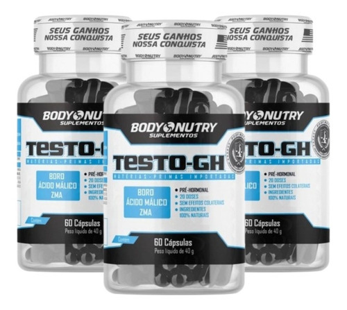 Testosterona Capsulas Kit 3 Testo-gh 100% Natural 180 Caps