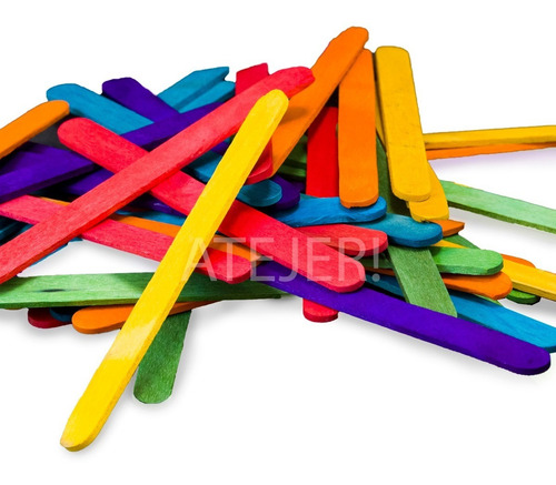 Imagen 4 de 5 de Palitos De Helado Para Maquetaría X 50 Unid Colores Surtidos