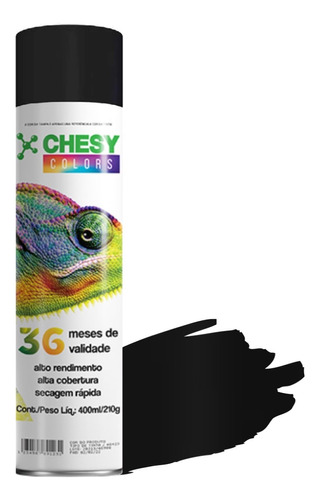 Tinta Spray Chesy  Preto Brilhante 210g 400ml Chesiquimica