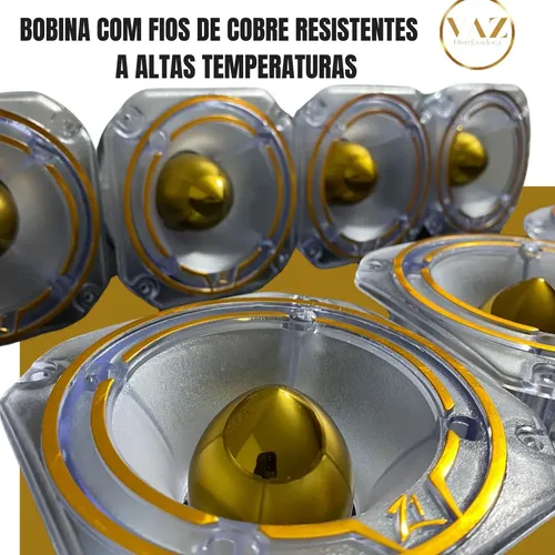 Kit 4 Super Tweeter Zetta Audio Stz260 Acrílico Gold 8 Ohms