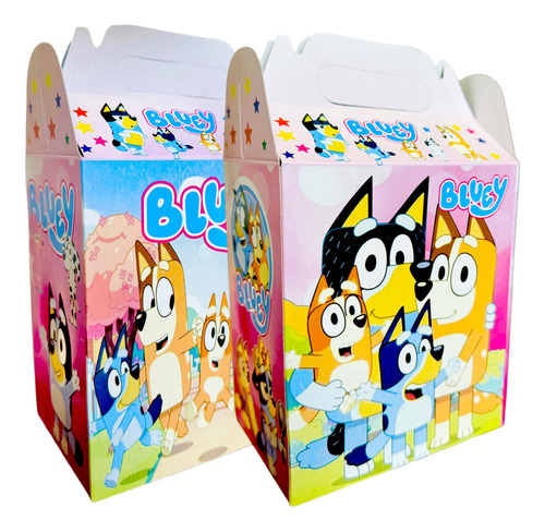 60 Cajas Dulceros Bluey Niña Fiesta Carton Aguinaldos Bolo