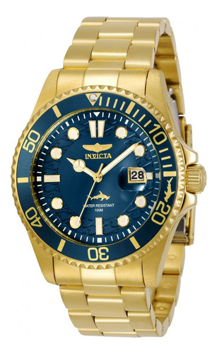 Reloj Invicta 30024 Pro Diver Cuarzo Hombre Correa Oro Bisel Azul/Oro Fondo Azul