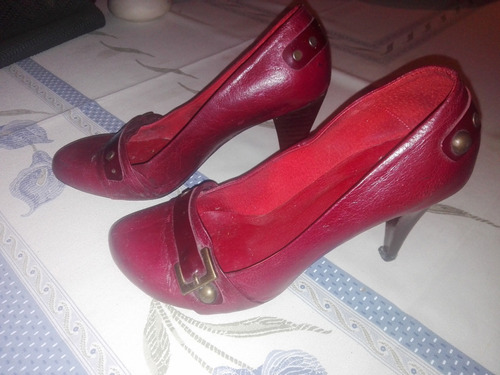 Zapatos Dama Tacón Medio Vino Tinto 34,5