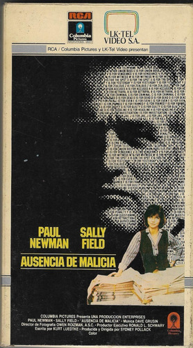 Ausencia De Malicia Vhs Sally Field Paul Newman (1981)