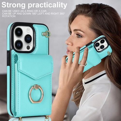 Funda Minimalista Tipo Cartera Para Samsung A22 5g Ring Kickstand, Bloqueo Rfid, Correa Para El Hombro, A Prueba De Golpes