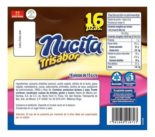 4 Pack Nucita 16 Pz C/u Trisabor 224g