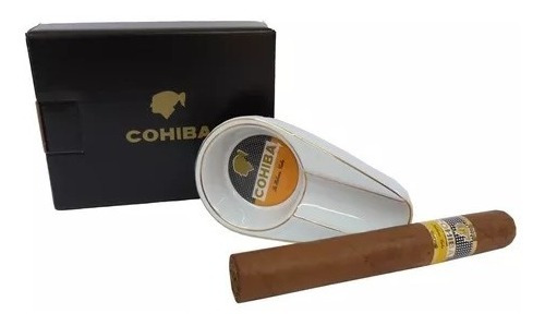 Cinzeiro Cohiba P/ Charuto Cerâmica Luxo C/ Detalhe Dourado