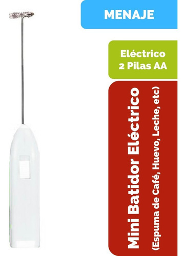 Imagen 2 de 10 de Mini Batidora Portátil De 1 Velocidad Con Pilas Incluidas