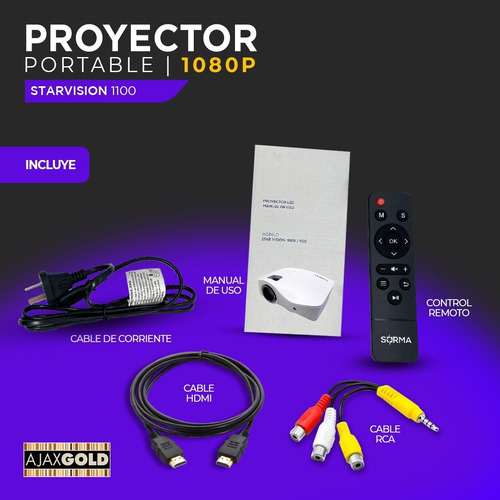 Imagen 9 de 10 de Proyector Portable Wifi Led 1500 Lumens Hd 1080p Hdmi Mirror