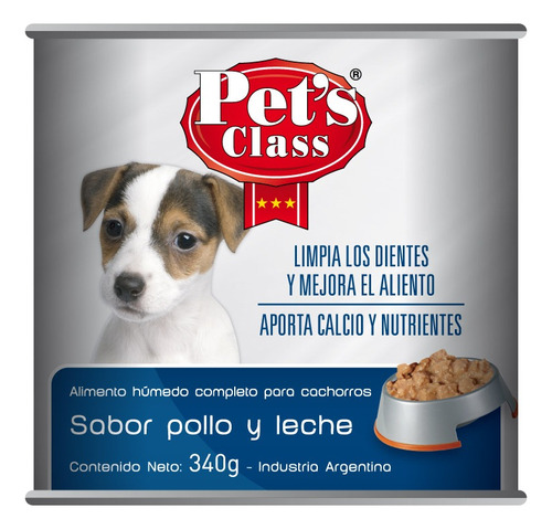 Alimento Humedo Perro Cachorro Pollo Leche 340gr Pet's Class