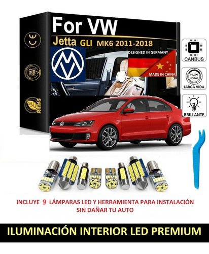 Kit Iluminación Interior Premium Led Blanco Vw Jetta Gli Mk6