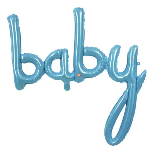 Balão Microfoil Escrita Baby Azul 3d - 1 Unidade - 85cm