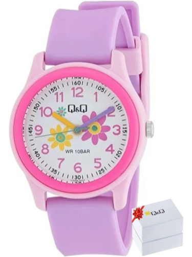 Reloj De Niña Qq Rosa Moda Infantil De Números Y Manecillas