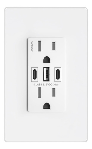 Abbotech Toma De Pared Usb, 30 W Gan 6.0 A Receptaculos De S