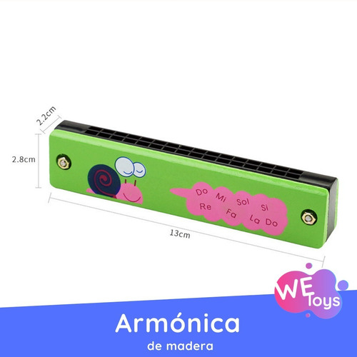 Imagen 3 de 3 de Armónica De Madera Infantil - Didáctico Musical Para Niños