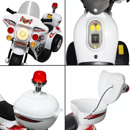 Mini Moto Elétrica Infantil Branca Triciclo Para Crianças Po - LCG