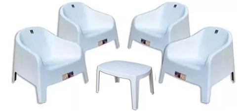 Combo 4 Sillon Skarpo Blanca 1 Mesita Ratona Mascardi